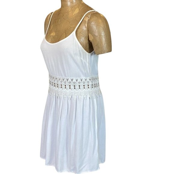 SOLEMIO Mini Dress Lace Waistband Sz M White #346C - Picture 3 of 8